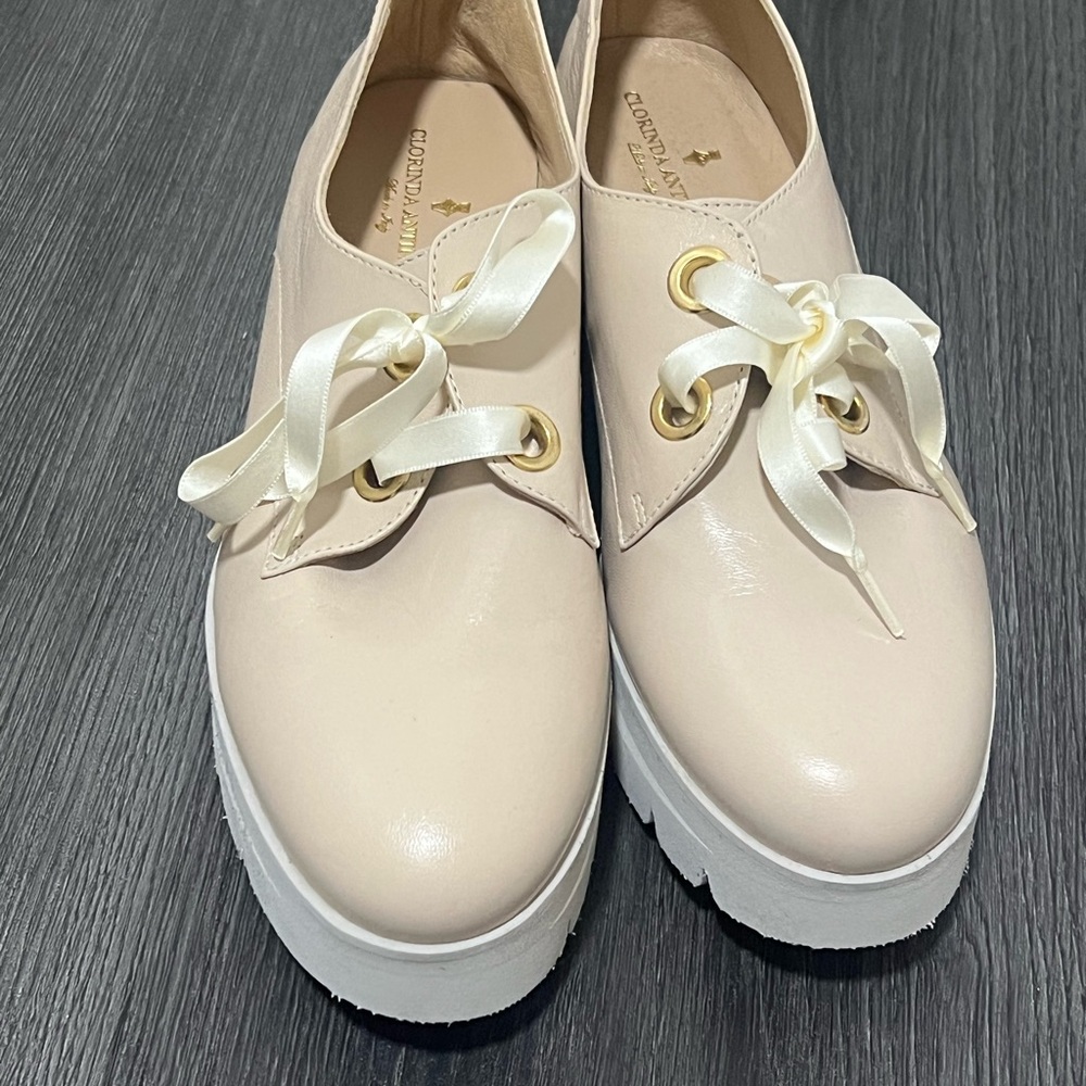 Golden Goose Cream Platform Loafers